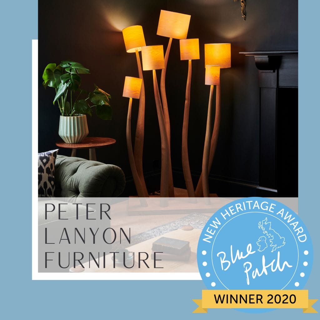 lamps made from coppiced wood, blue patch awards 2020