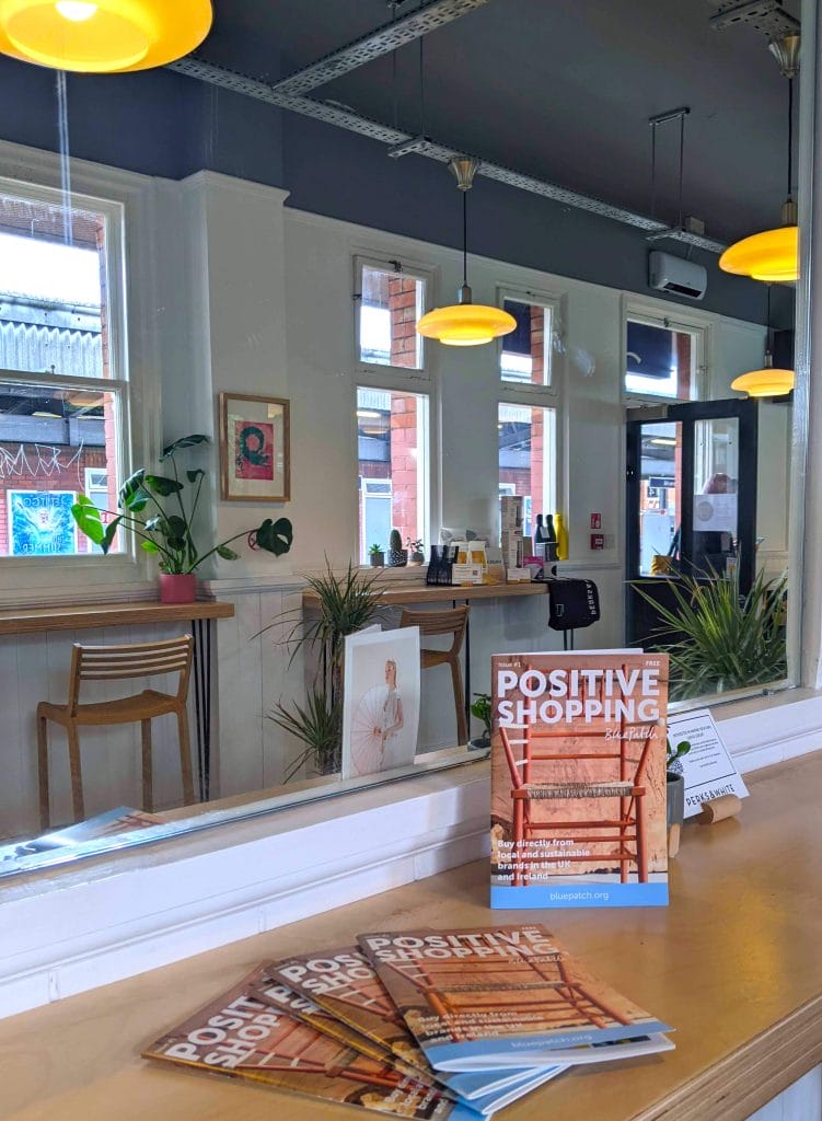 positive shopping in a cafe