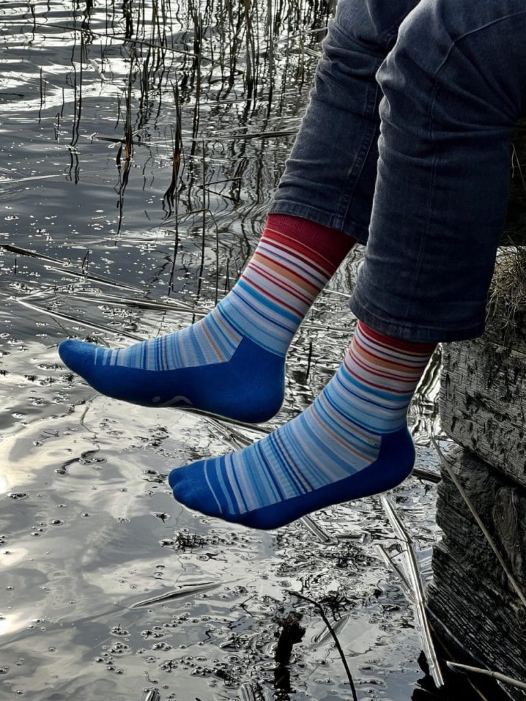 Socks with a climate change map woven into them, by Social Socks