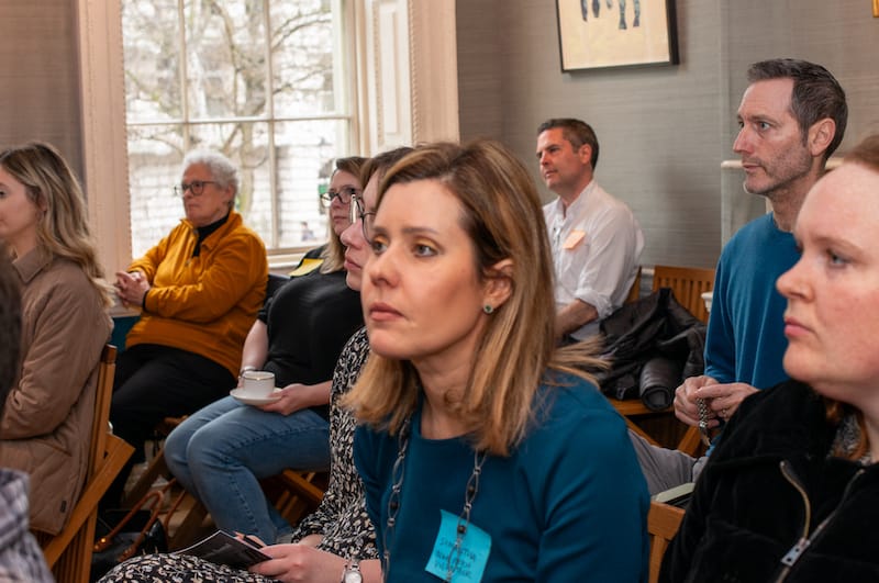 Audience listening to a talk on carbon saving for small businesses and why ESG trickles down to SMEs