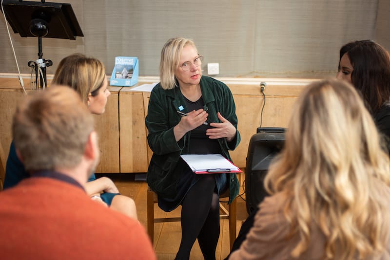 Jane Langley running a breakout group on Scopes and how this manages carbon emissions for a small business