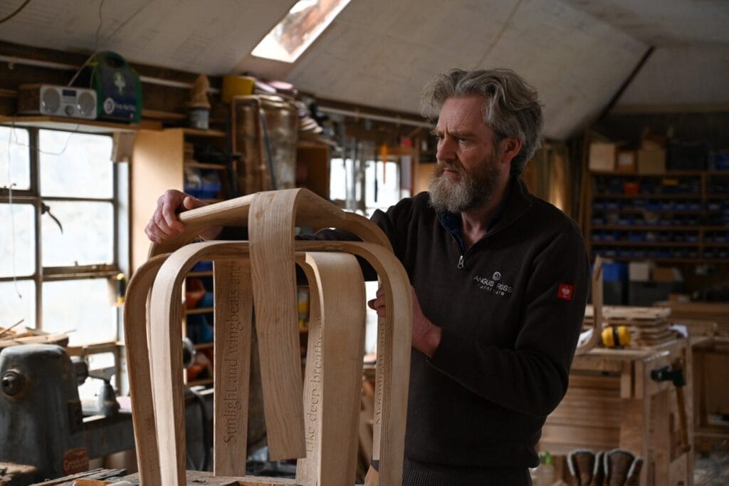 Angus Ross in his studio in Scotland