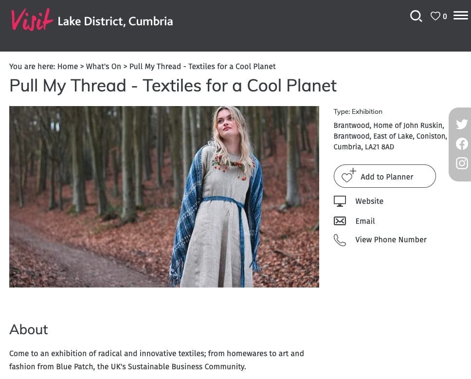 Visit Lake District, Cumbria, to see Pull My Thread